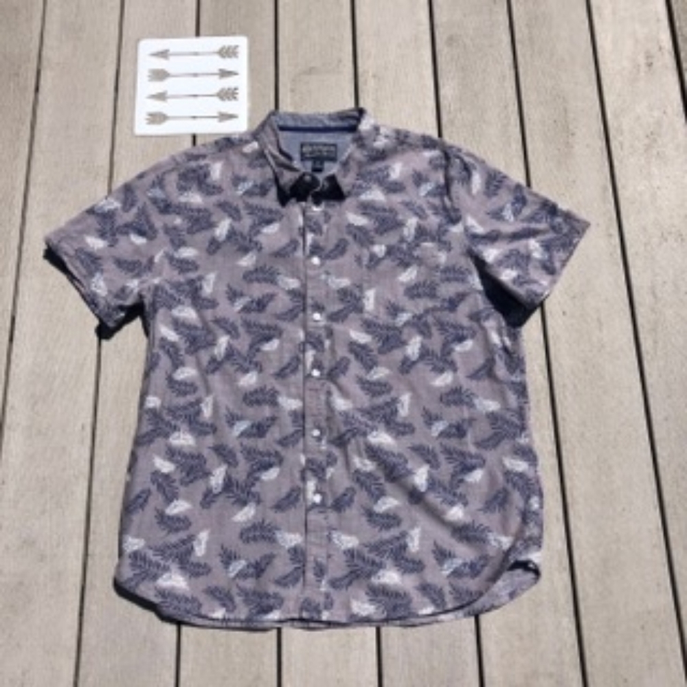 AMERICAN RAG short sleeve leaf print shirt, sz XXL